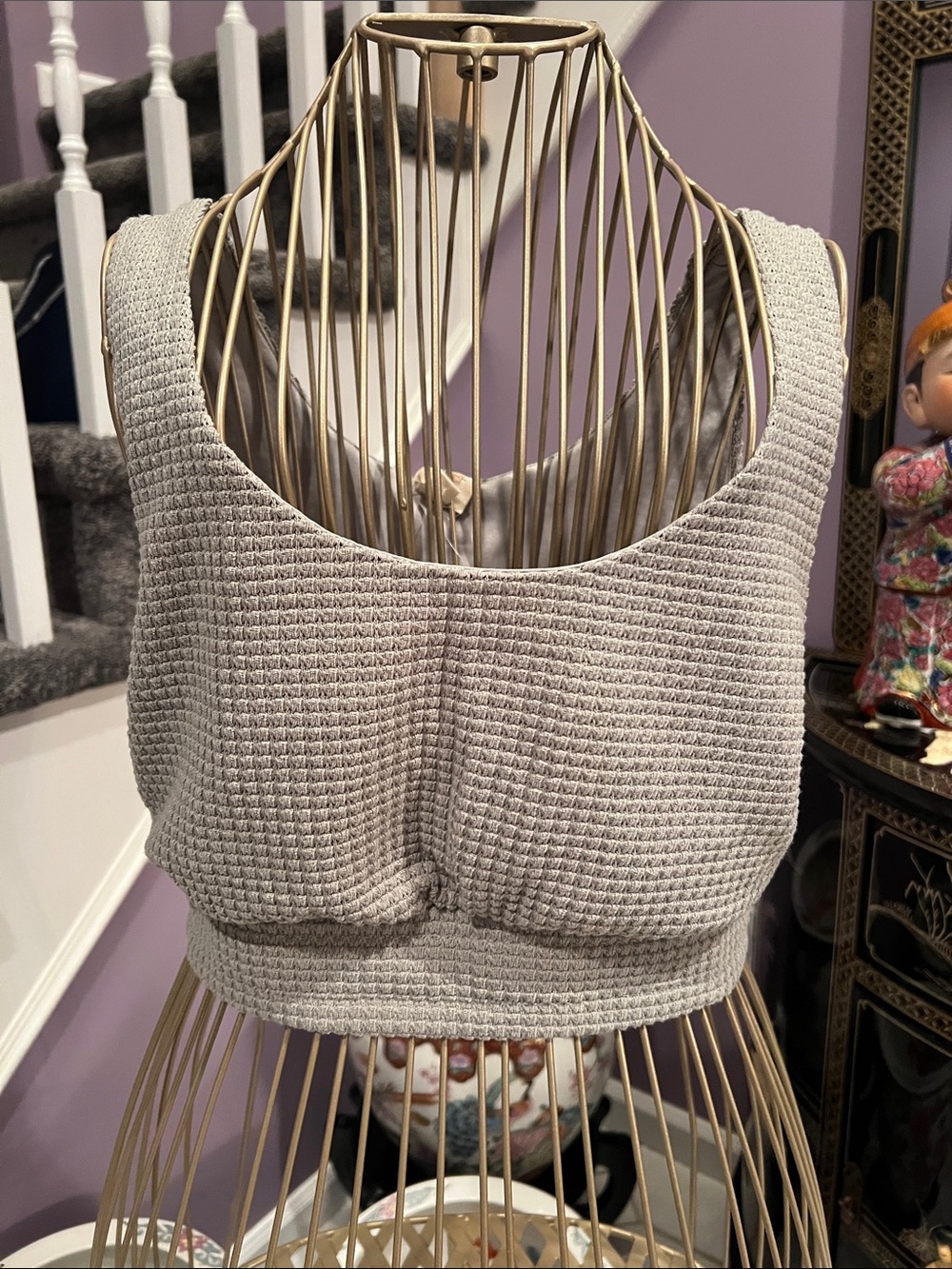 Surf Gypsy Waffle-Knit Tank Top in Light Green